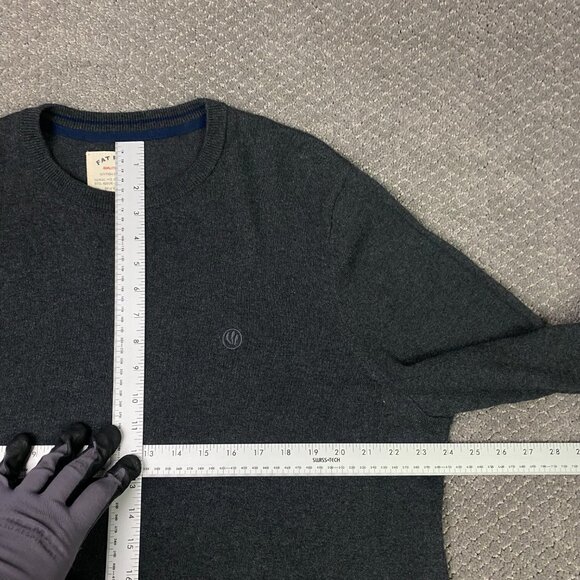 Fat Face Sweater Men's XL Charcoal Gray Wool Cotton Crew Neck - Picture 7 of 9